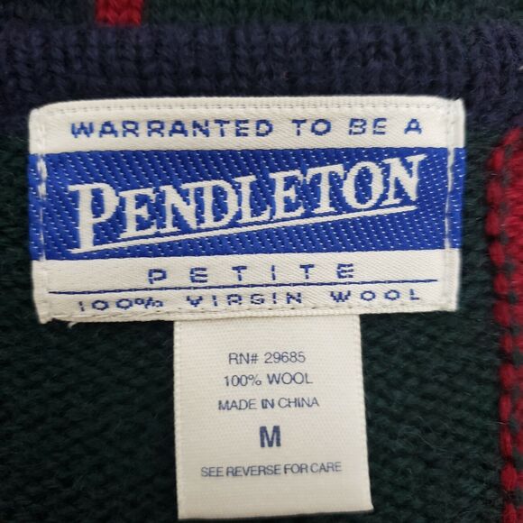 Pendleton Women's Sweater Petite Medium Cardigan Wool Button Front V-Neck Green - Picture 8 of 11